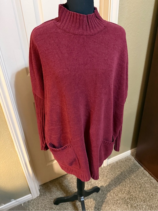 J. Jill Sweaters - J. Jill Wine-Colored Mock Neck Pocket Sweater